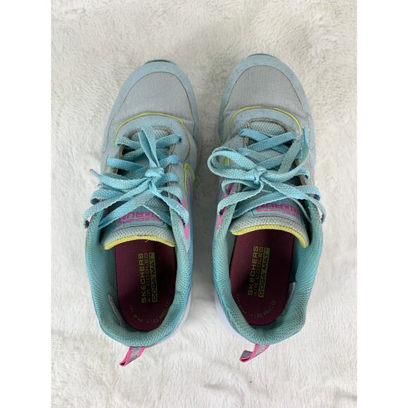 Skechers Go Run Elevate Girls Size 5.5 Blue Pink Lace Up Low Top Running Shoes - Picture 8 of 8